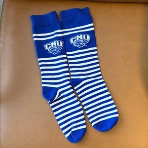 Christopher Newport University CNU Blue and White Striped Socks NEW